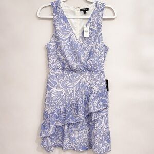 Express Lavender Paisley Tiered V-Neck Dress New with Tags!